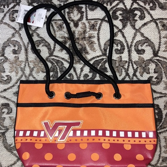 Virginia Tech Hokies VT Handbag Tote Bag Purse Nylon Rope Handle Game Day - Picture 2 of 9